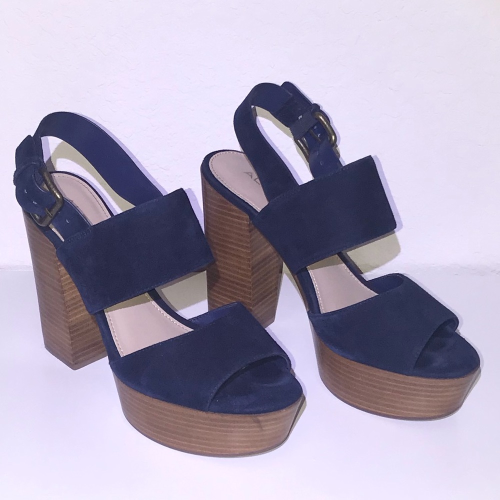 ALDO navy platform block heels